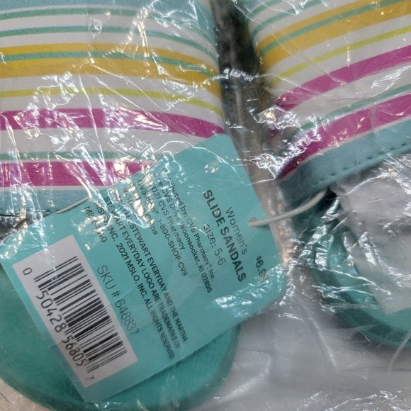 Martha Stewart Everyday Sandals Size Medium 5-6 Colorful Teal Slip On Shoes - Picture 4 of 5